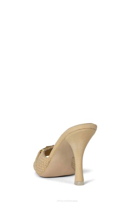 mujer península Jeffrey Campbell F6JX1448 sandalia de tacón bronce trenzado beige