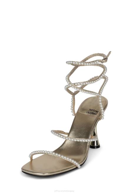 mujer perla Jeffrey Campbell F6JX1645 sandalia de tacón combinación de oro