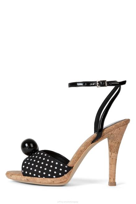 mujer pompón Jeffrey Campbell F6JX1461 sandalia de tacón lunares negros