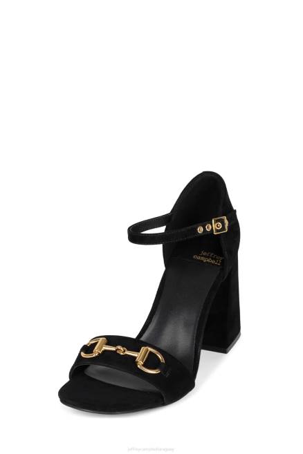 mujer pop-star-b Jeffrey Campbell F6JX1480 sandalia de tacón ante negro dorado