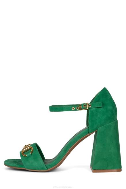 mujer pop-star-b Jeffrey Campbell F6JX1484 sandalia de tacón ante verde dorado