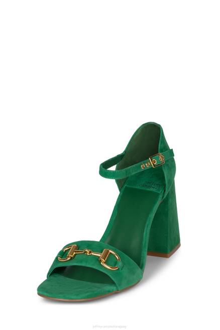 mujer pop-star-b Jeffrey Campbell F6JX1484 sandalia de tacón ante verde dorado