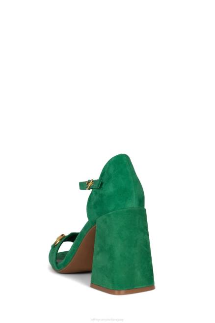 mujer pop-star-b Jeffrey Campbell F6JX1484 sandalia de tacón ante verde dorado