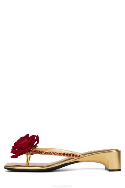 mujer primavera Jeffrey Campbell F6JX1421 sandalia de tacón dorado metalizado rojo