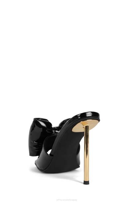 mujer reverencia Jeffrey Campbell F6JX1533 sandalia de tacón oro charol negro