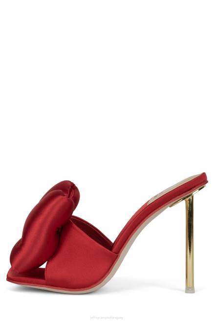 mujer reverencia Jeffrey Campbell F6JX1536 sandalia de tacón oro rojo satinado