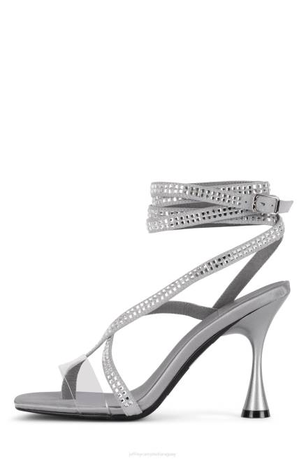 mujer riqueza Jeffrey Campbell F6JX1643 sandalia de tacón plata satinada gris