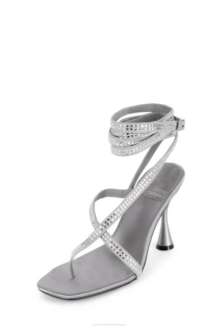 mujer riqueza Jeffrey Campbell F6JX1643 sandalia de tacón plata satinada gris