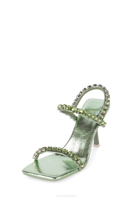 mujer santos Jeffrey Campbell F6JX1622 sandalia de tacón verde verde metalizado