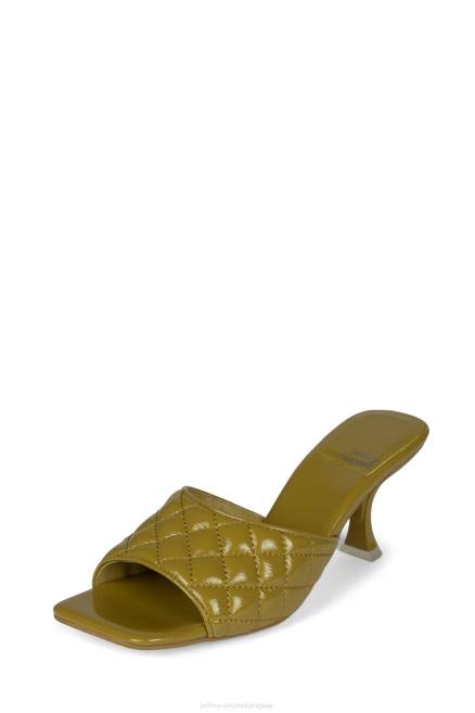 mujer señor-gran-q Jeffrey Campbell F6JX1640 sandalia de tacón charol arrugado verde polvoriento