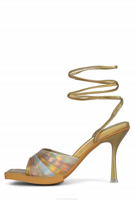 mujer transportado Jeffrey Campbell F6JX1607 sandalia de tacón oro multi